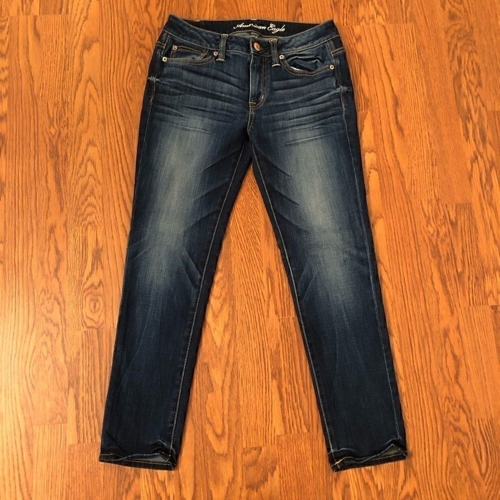 American Eagle Dark Wash Slouchy Jeans Size 0